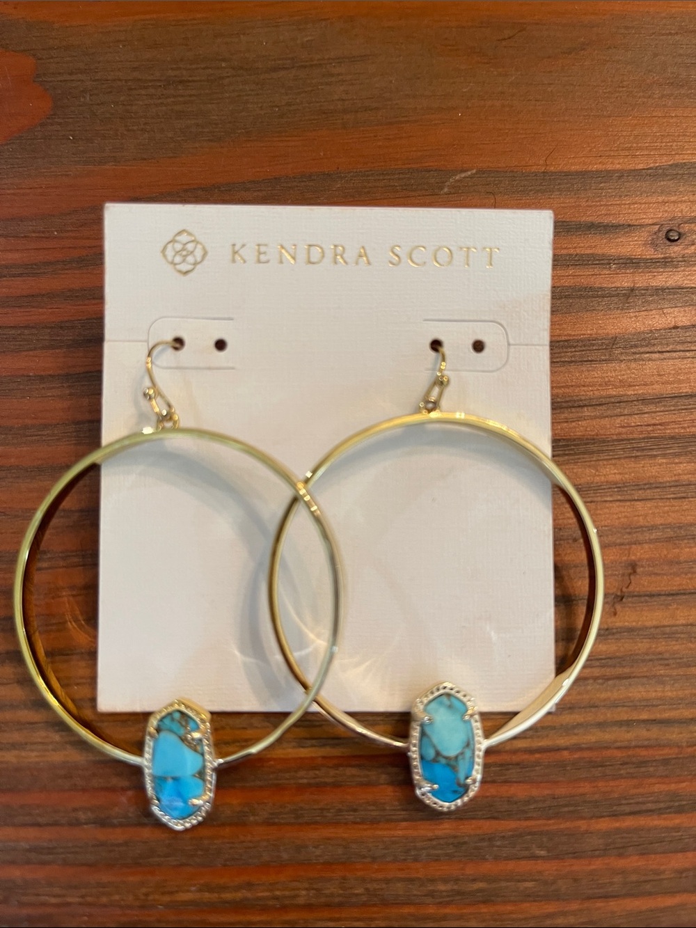 Kendra Scott Gold Hoop Earrings with Turquoise Accents
